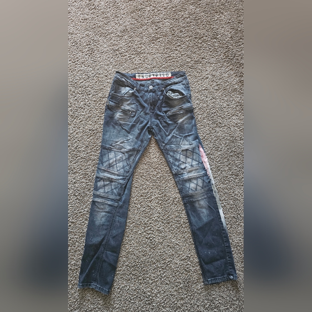 Encrypted Anime Men's Blue Jeans
